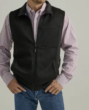 112334104- Wrangler George Strait Knit Zip Vest- Black