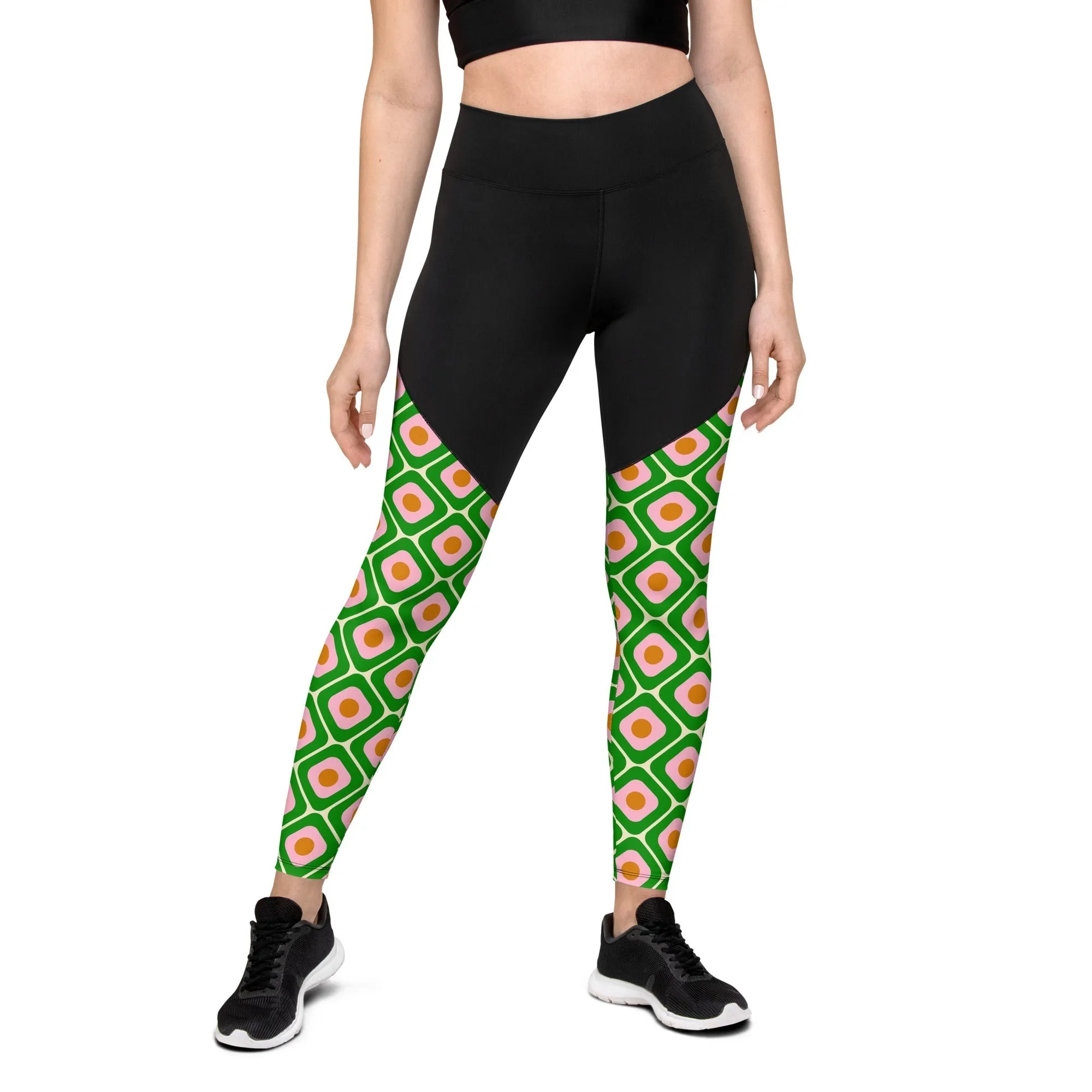 70s Retro Pattern Compression Leggings