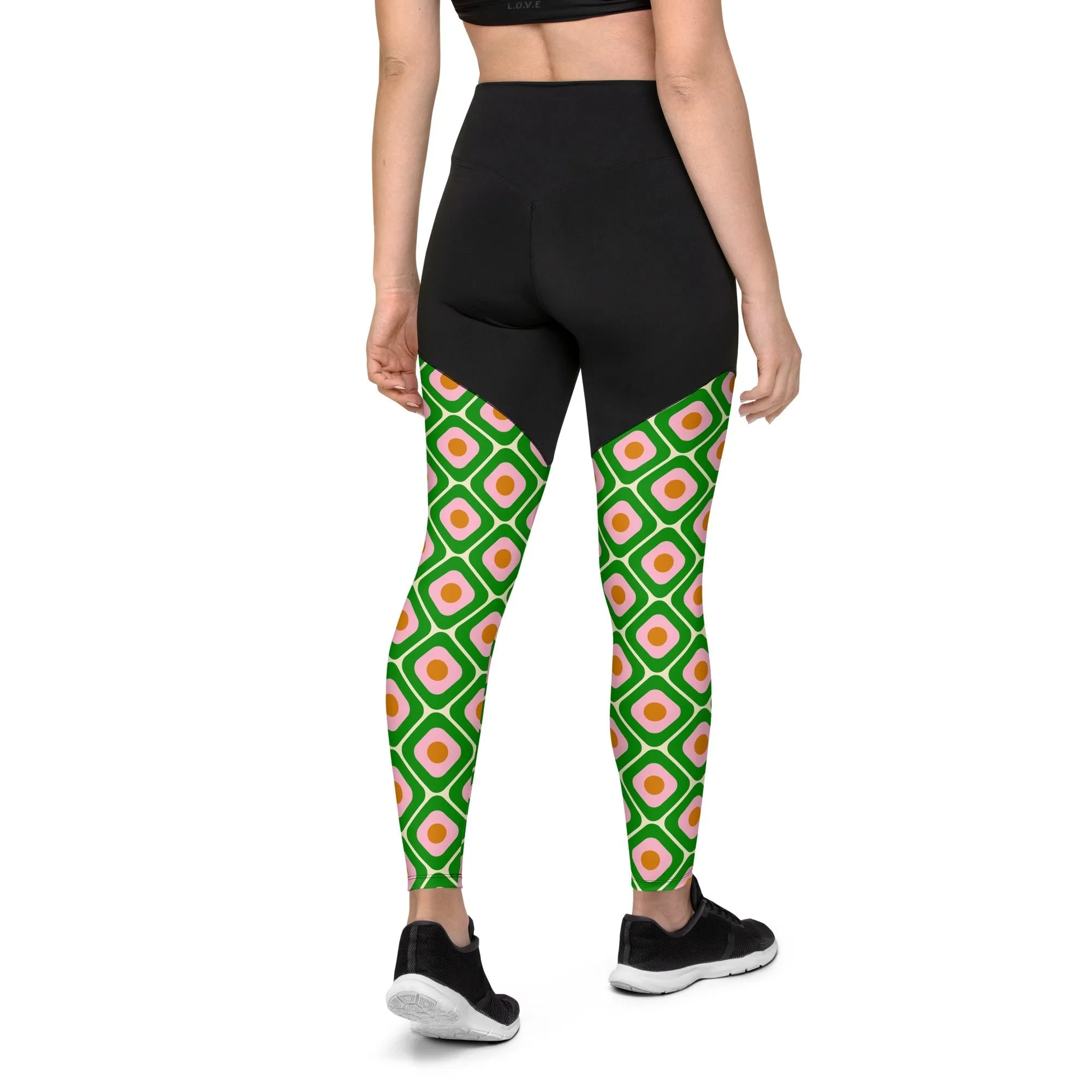 70s Retro Pattern Compression Leggings