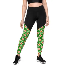 70s Retro Pattern Compression Leggings