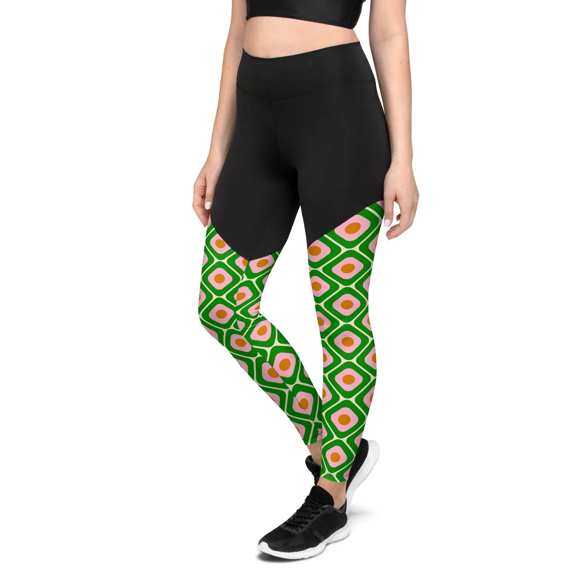 70s Retro Pattern Compression Leggings