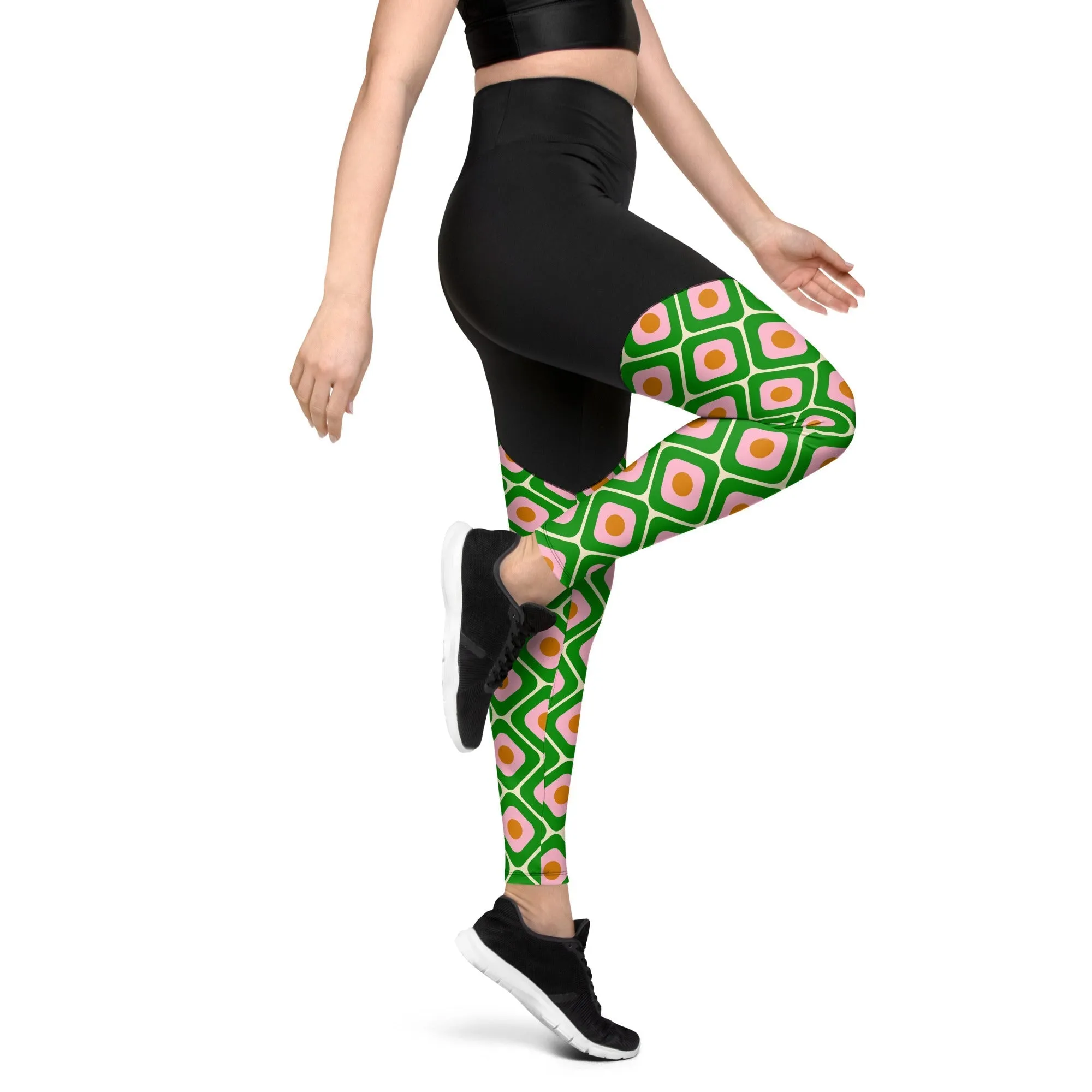 70s Retro Pattern Compression Leggings