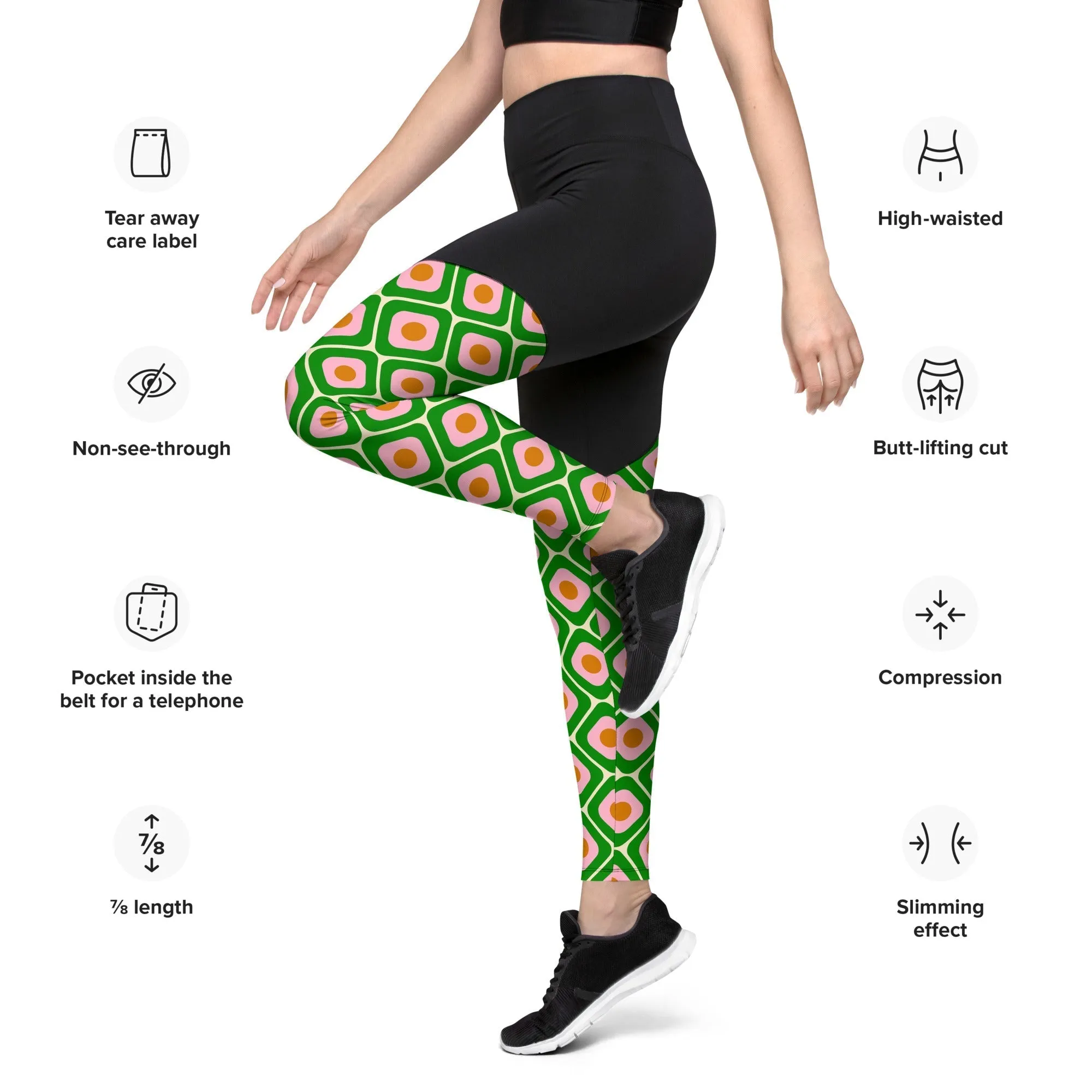 70s Retro Pattern Compression Leggings