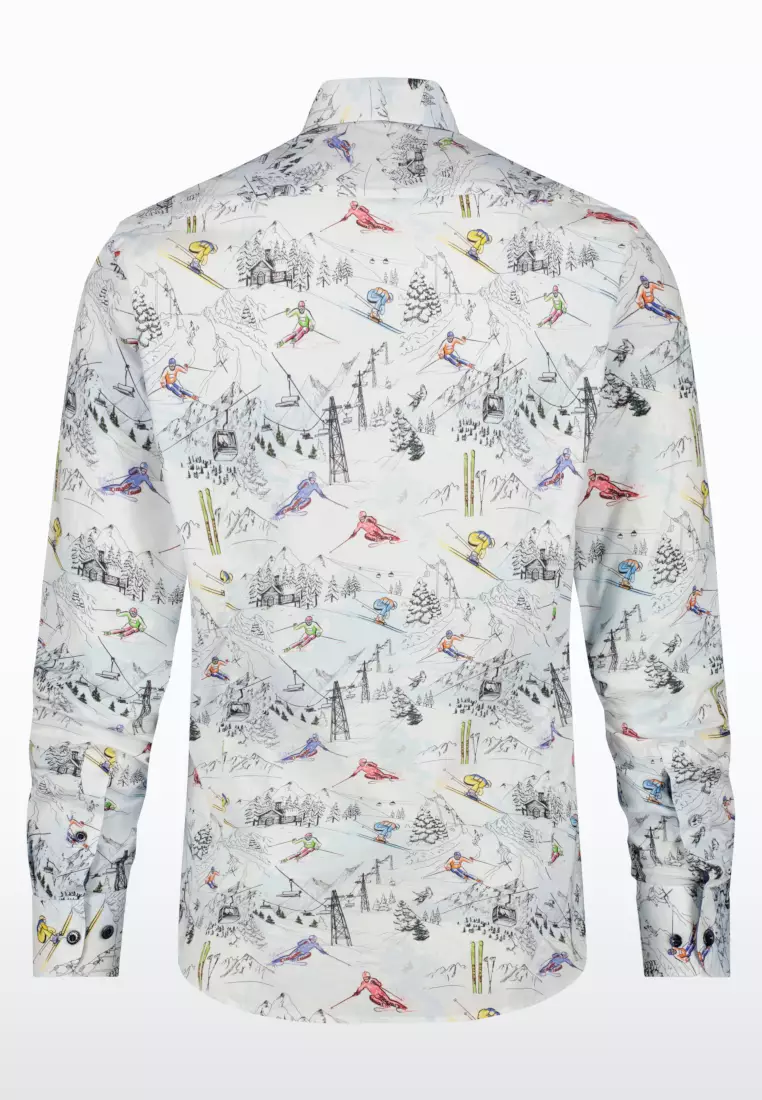 A Fish Named Fred Ski Theme Long Sleeve Shirt - Light Blue