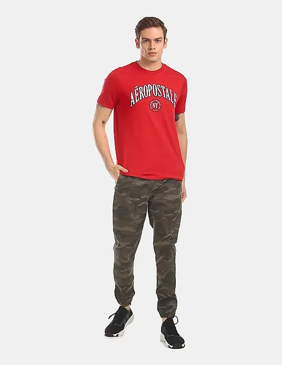 Aeropostale Men Olive Camo Print Woven Joggers