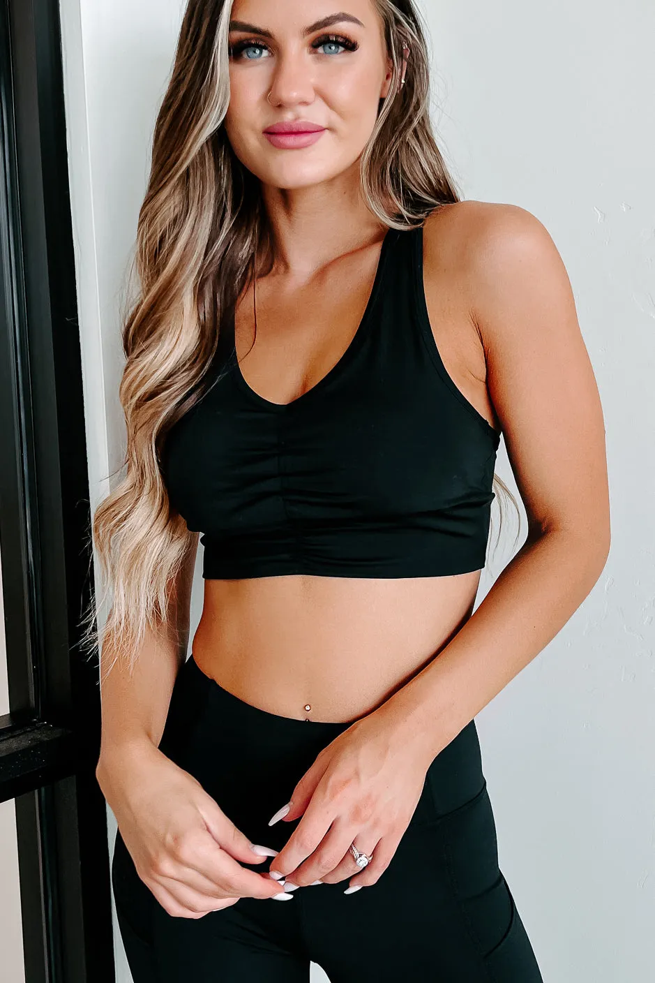 Always Moving Two Piece Top & Leggings Set (Black)