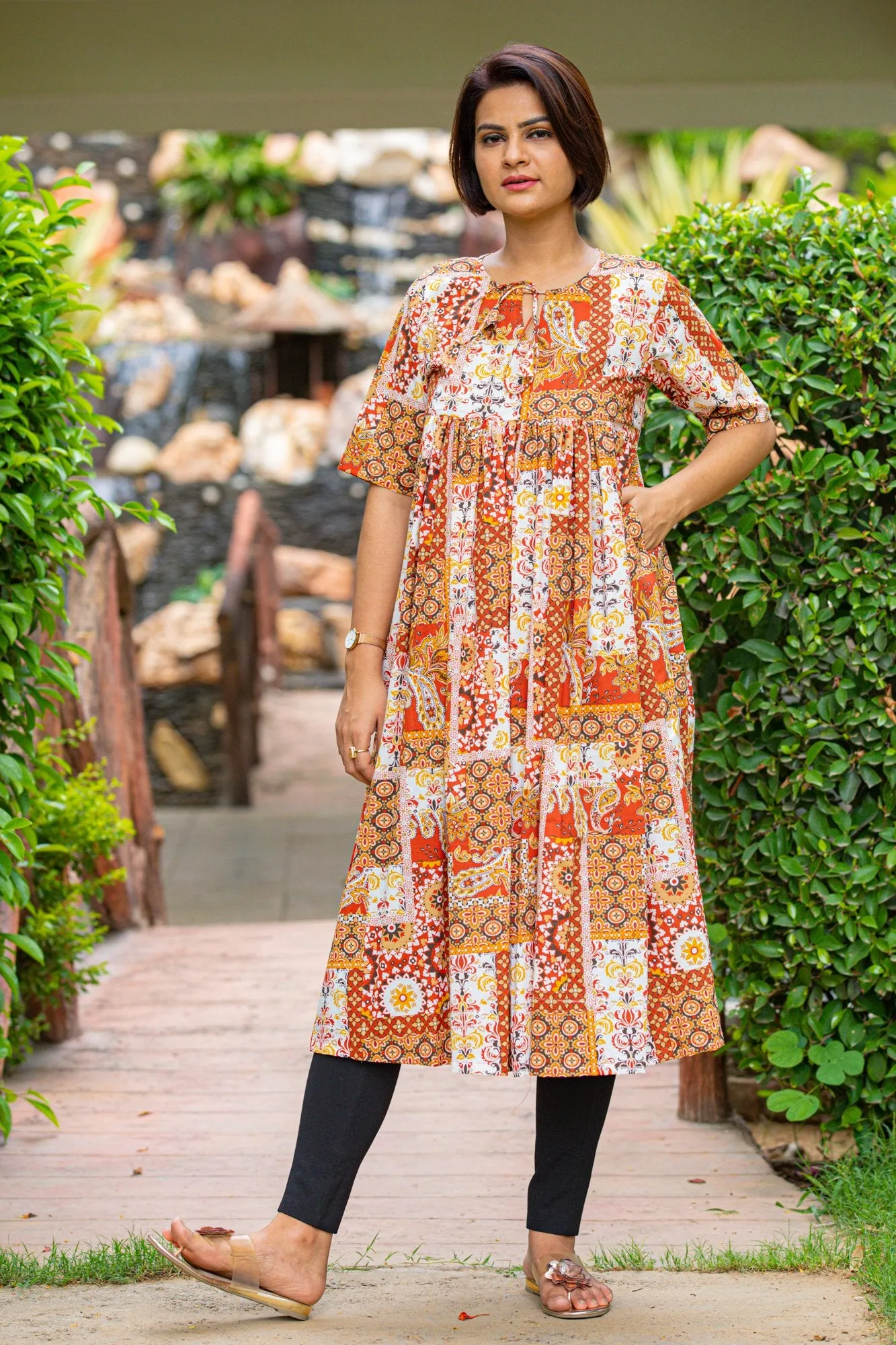 Aztec Patch Maternity Cotton Kurta