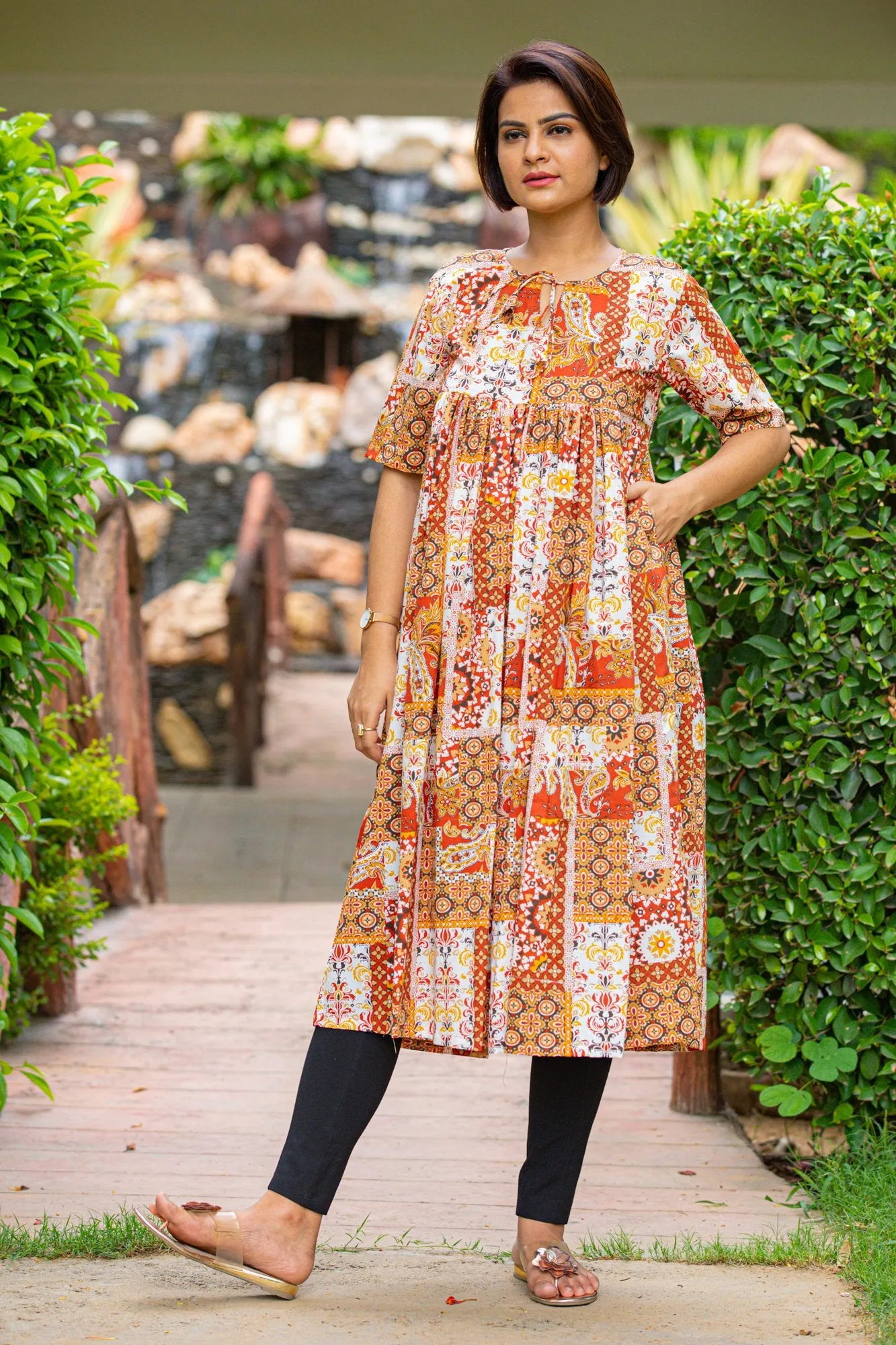 Aztec Patch Maternity Cotton Kurta