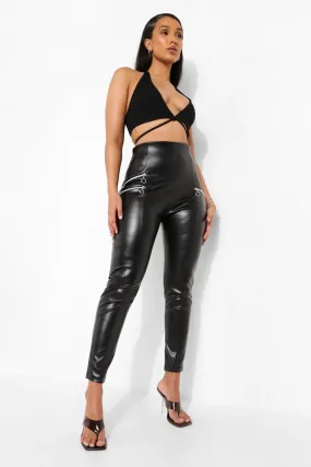 Biker Zip Detail Faux Leather Pu Leggings