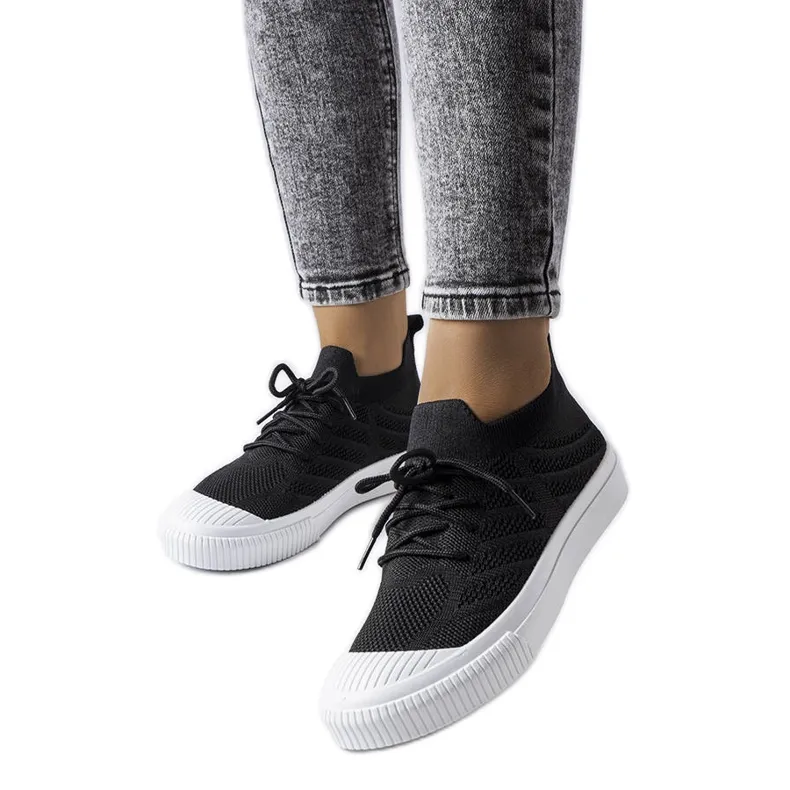 Black sneakers made of stretch fabric from Polaire