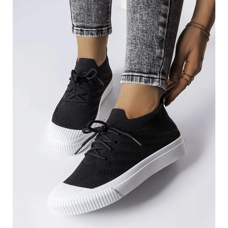 Black sneakers made of stretch fabric from Polaire