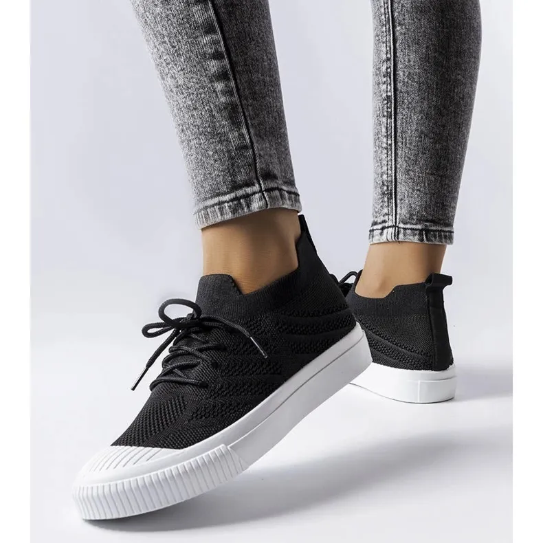 Black sneakers made of stretch fabric from Polaire