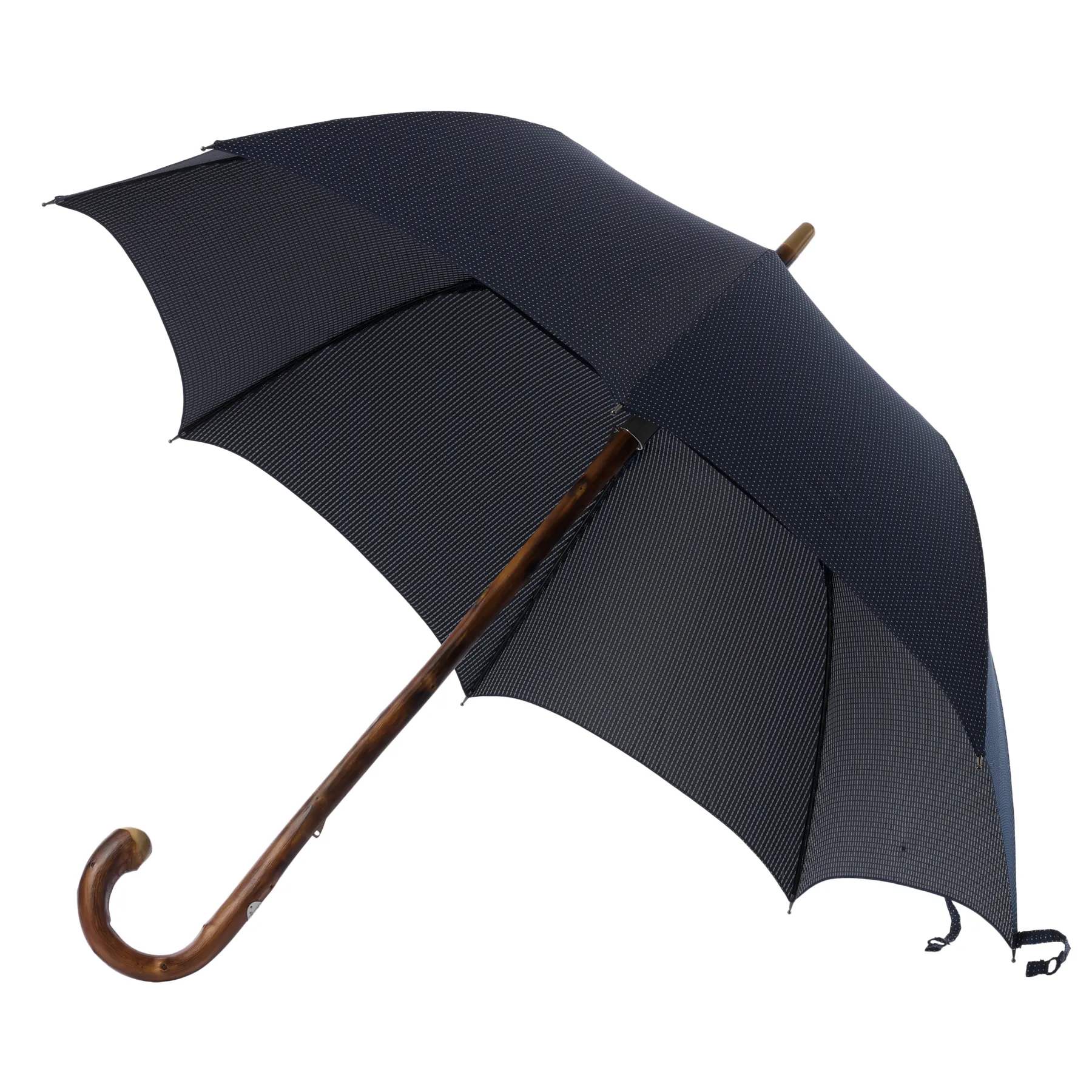  Bontoni Chestnut Wood-Handle Polka Dot Umbrella in Blue