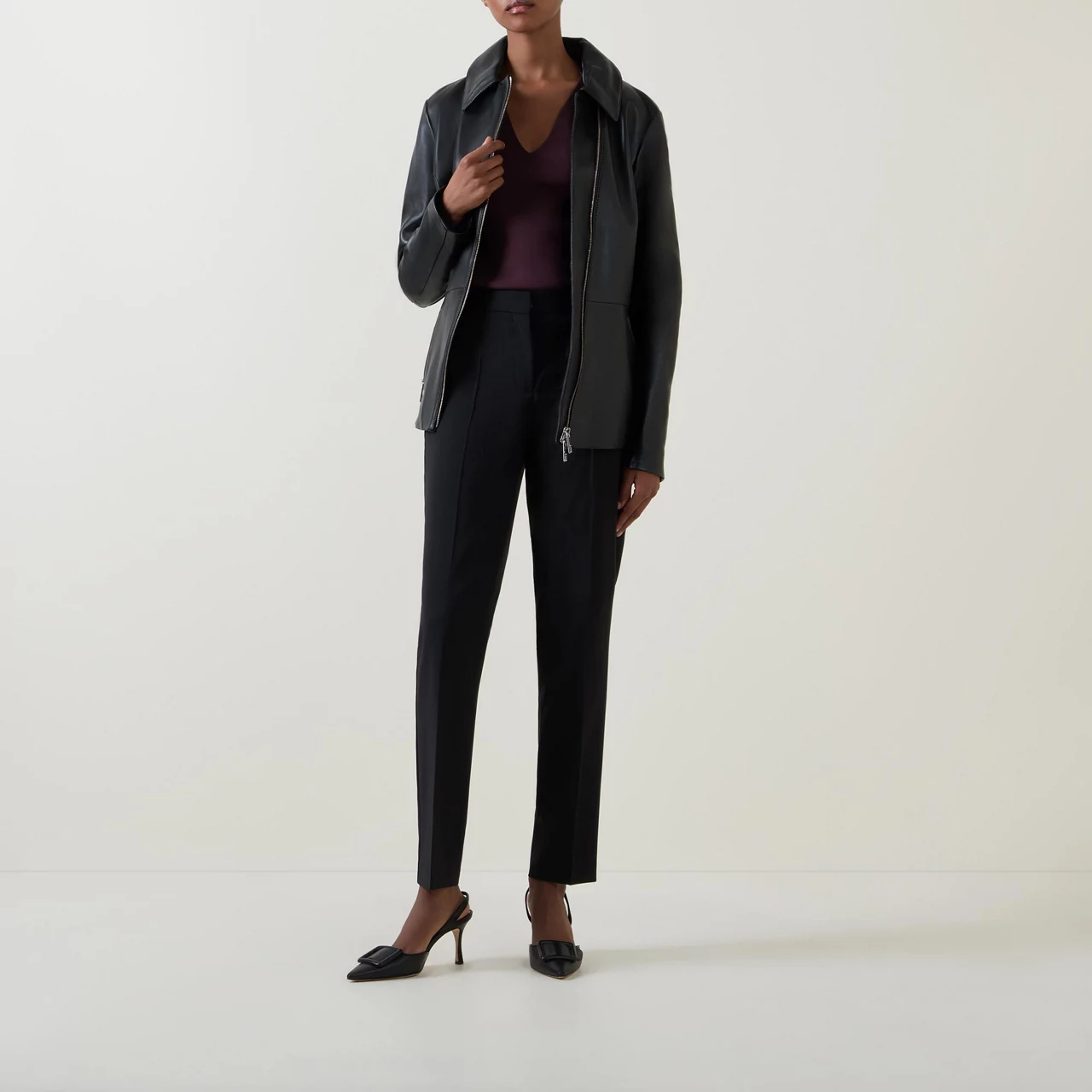 BOSS Tilunah Mid-Rise Slim Leg Trousers - Black