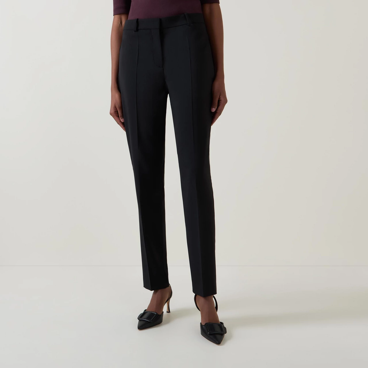 BOSS Tilunah Mid-Rise Slim Leg Trousers - Black