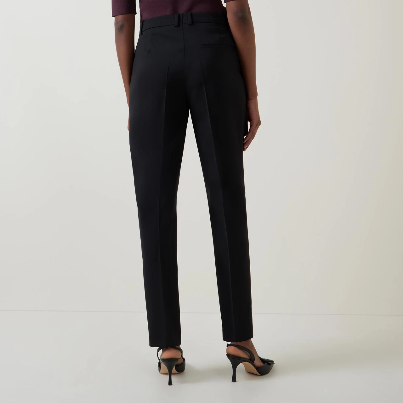 BOSS Tilunah Mid-Rise Slim Leg Trousers - Black