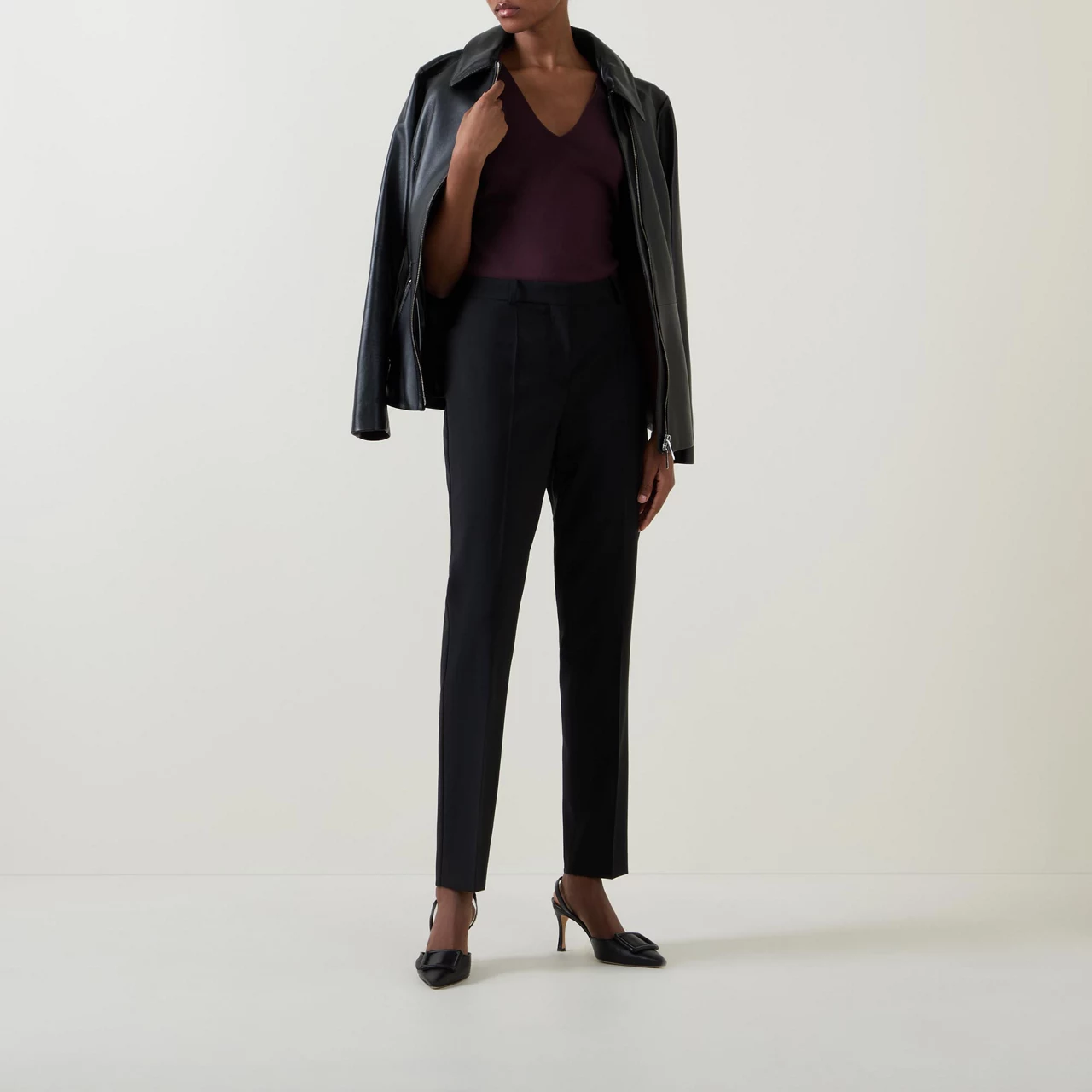 BOSS Tilunah Mid-Rise Slim Leg Trousers - Black