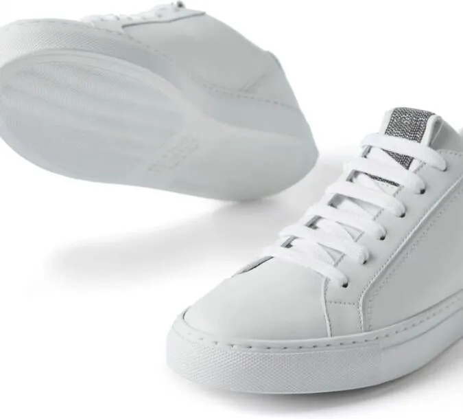 Brunello Cucinelli Monili-embellished leather sneakers White