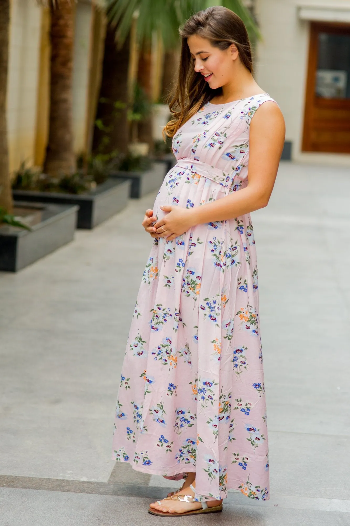 Cameo Pink Flair Maternity & Nursing Dress