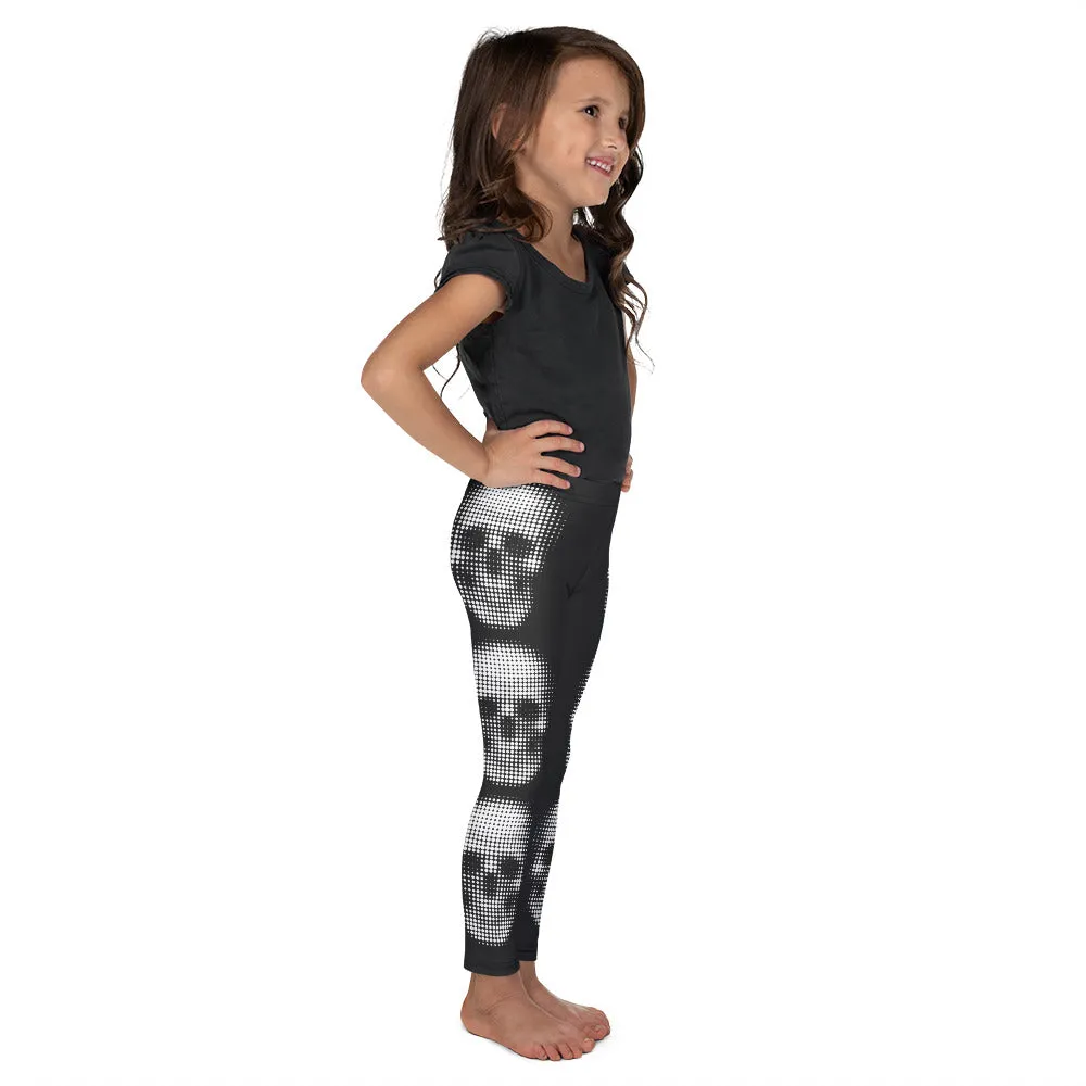 Charcoal Halftone Skull Kid's Leggings