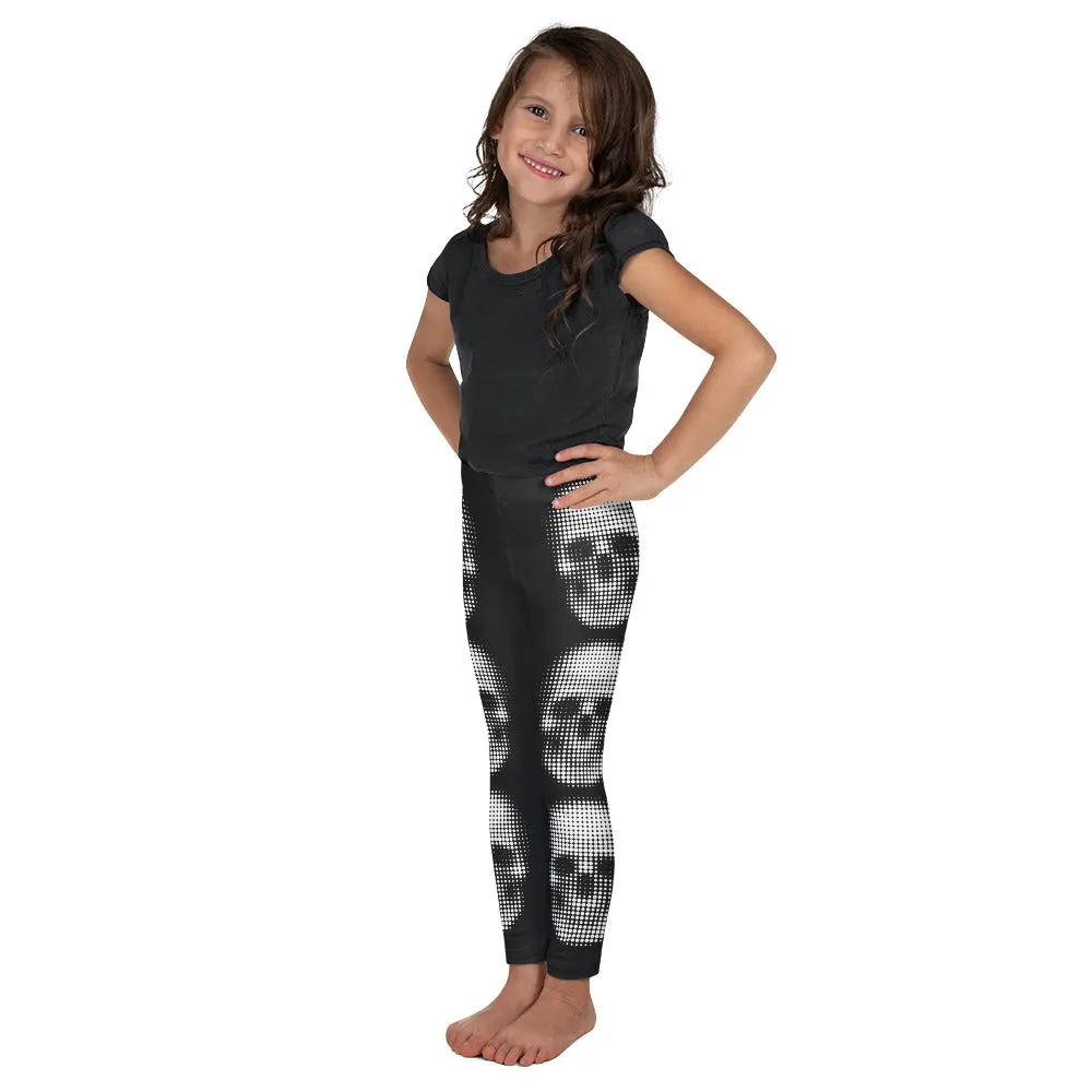 Charcoal Halftone Skull Kid's Leggings