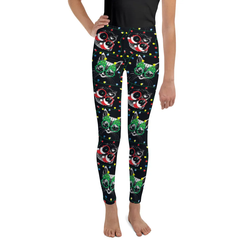 Christmas Lights & Cats Youth Leggings