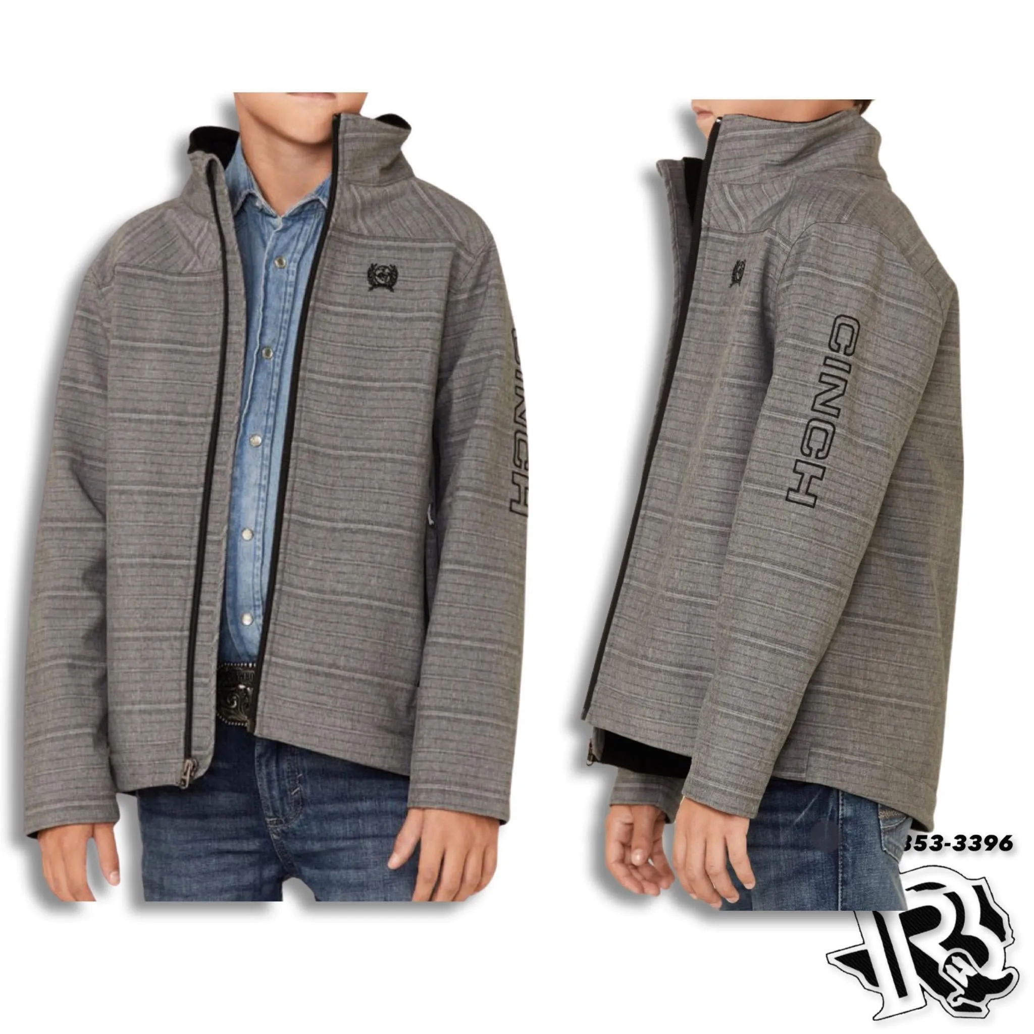 CINCH |KIDS GREY WESTERN SOFT SHELL  JACKET (MWJ5070001)MWK759001