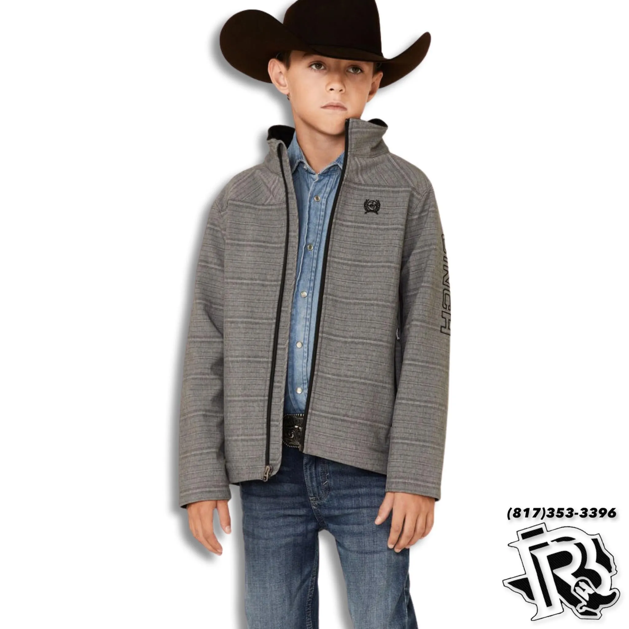 CINCH |KIDS GREY WESTERN SOFT SHELL  JACKET (MWJ5070001)MWK759001