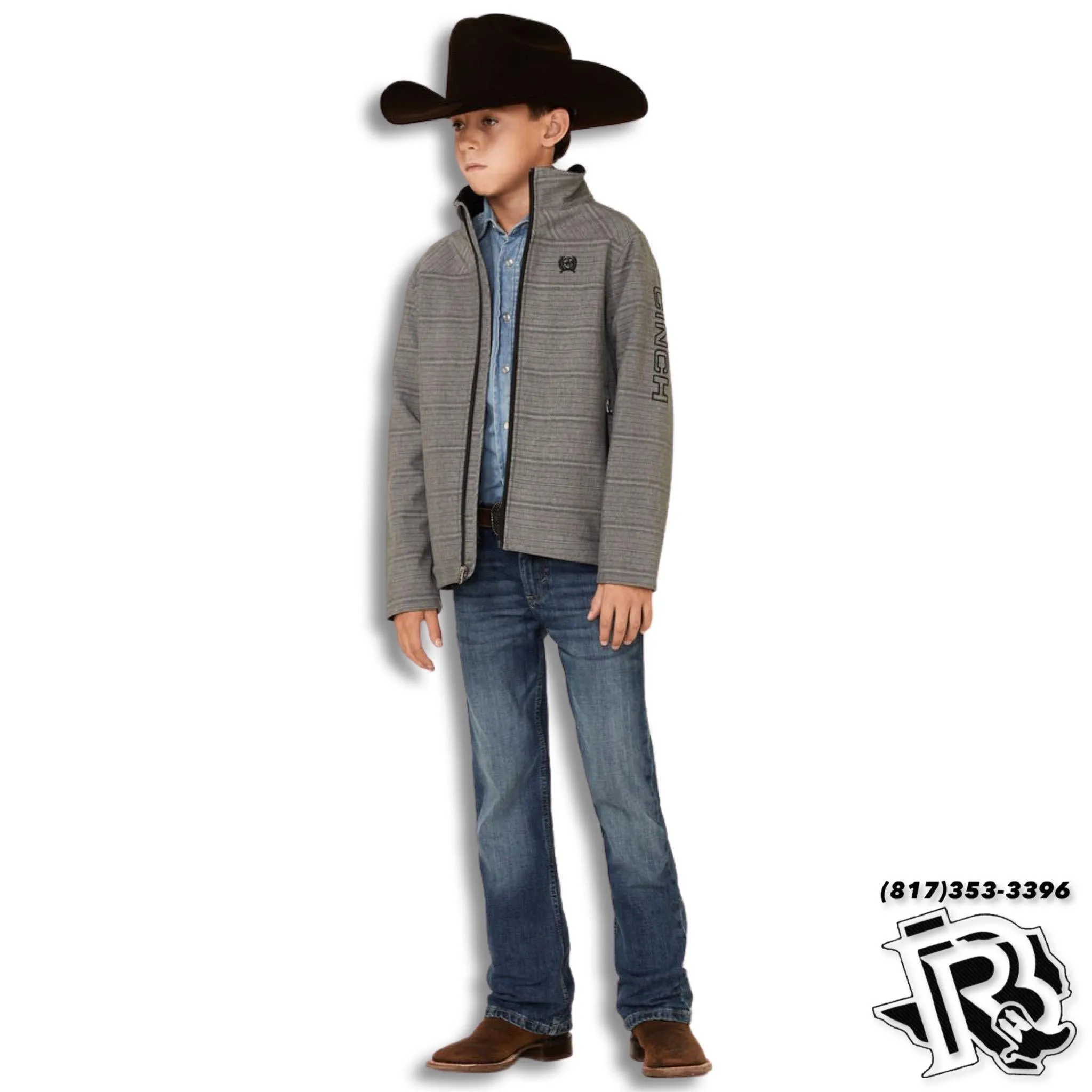 CINCH |KIDS GREY WESTERN SOFT SHELL  JACKET (MWJ5070001)MWK759001