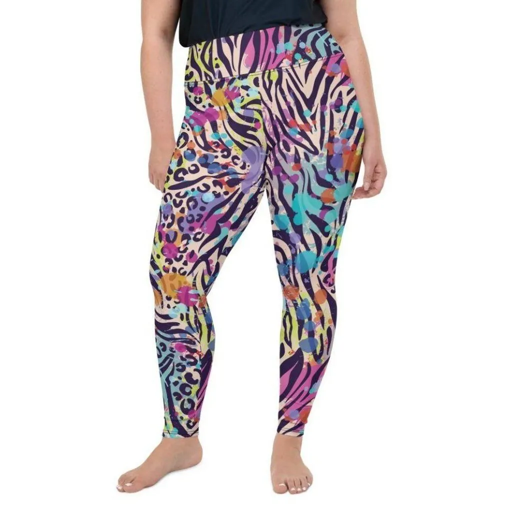 Colorful Animal Print Symbiosis Plus Size Leggings