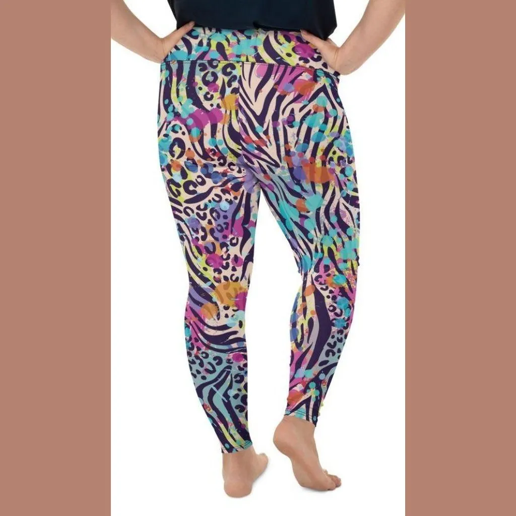 Colorful Animal Print Symbiosis Plus Size Leggings