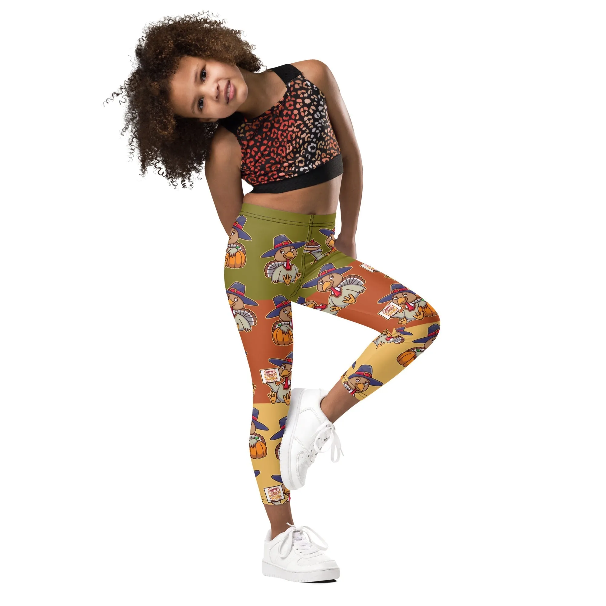 Colorful Turkey Print Kid's Leggings