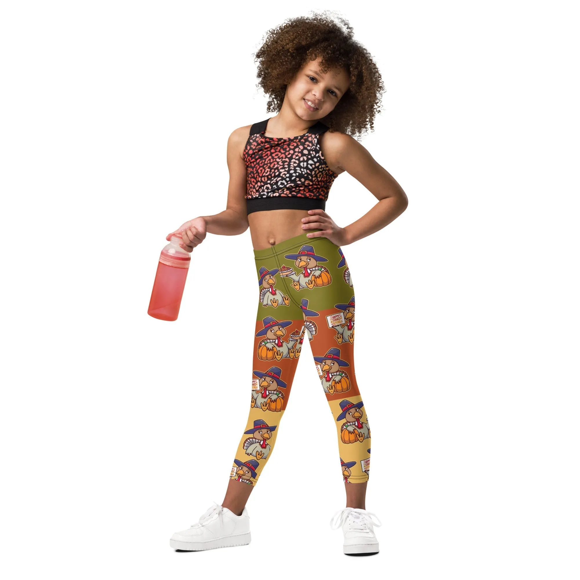 Colorful Turkey Print Kid's Leggings