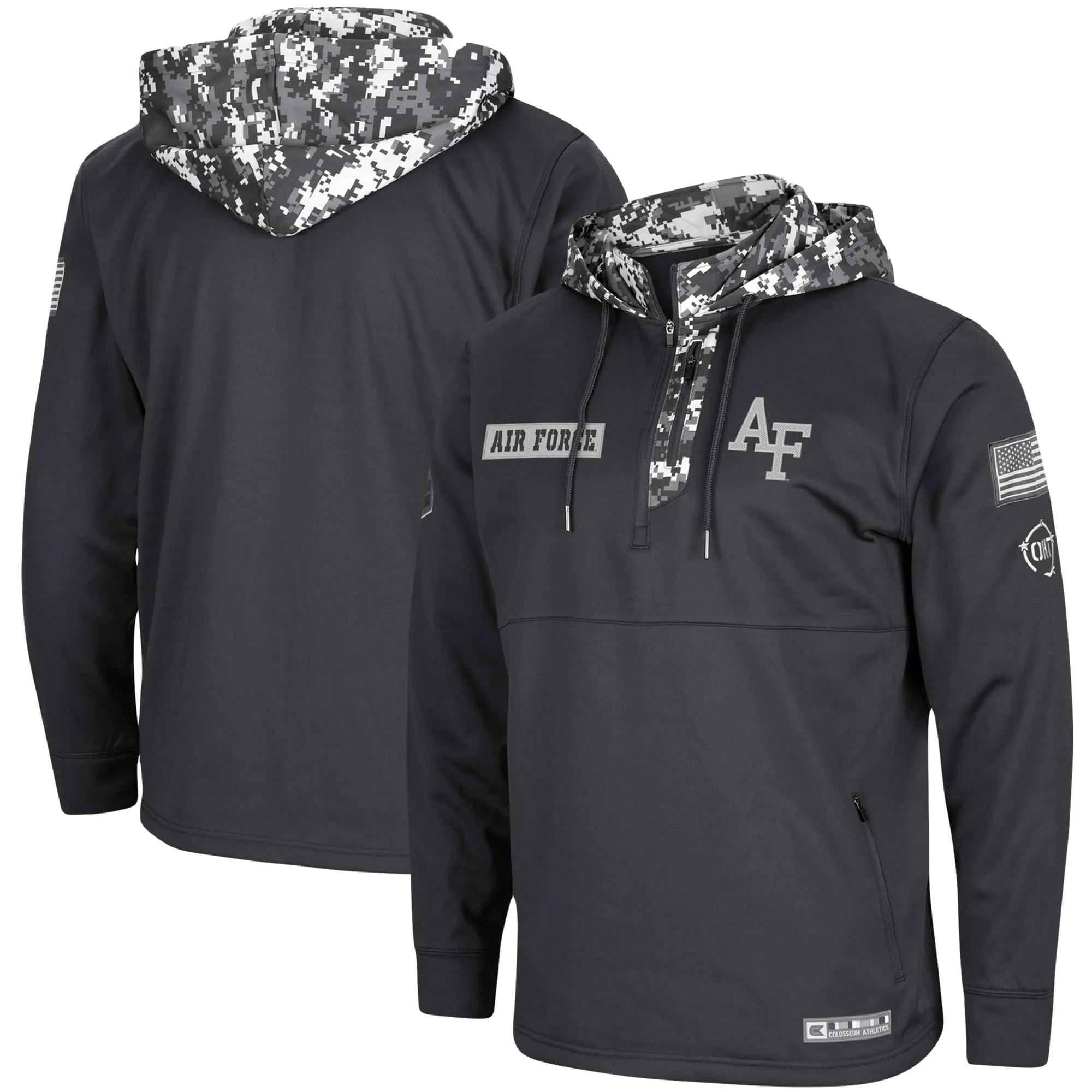 Colosseum Air Force Falcons Charcoal OHT Military Appreciation Digi Camo Quarter-Zip Hoodie