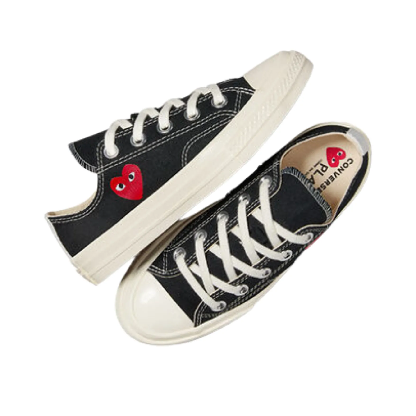 Converse x CDG* Play Single Heart Chuck 70 Low Top - Black/Red/Egret