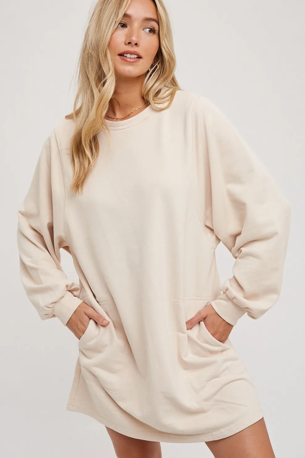 Cream Ultra Soft Maternity Sweatshirt Dress