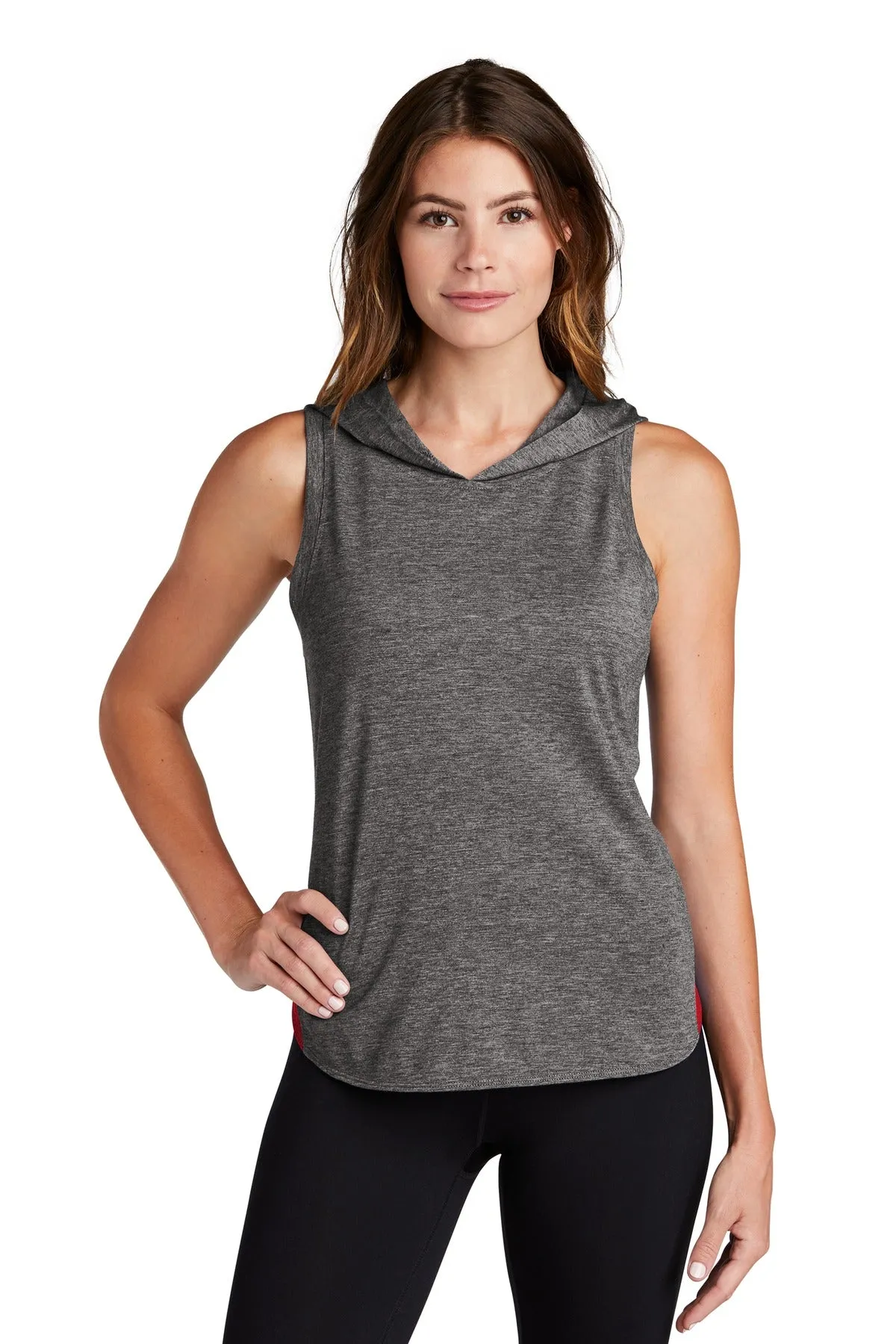 Custom Embroidered - Sport-Tek  Ladies PosiCharge  Tri-Blend Wicking Draft Hoodie Tank. LST410