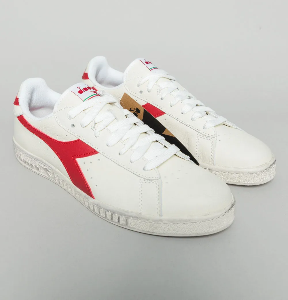 Diadora Game L Low Waxed Trainers White/Red Pepper