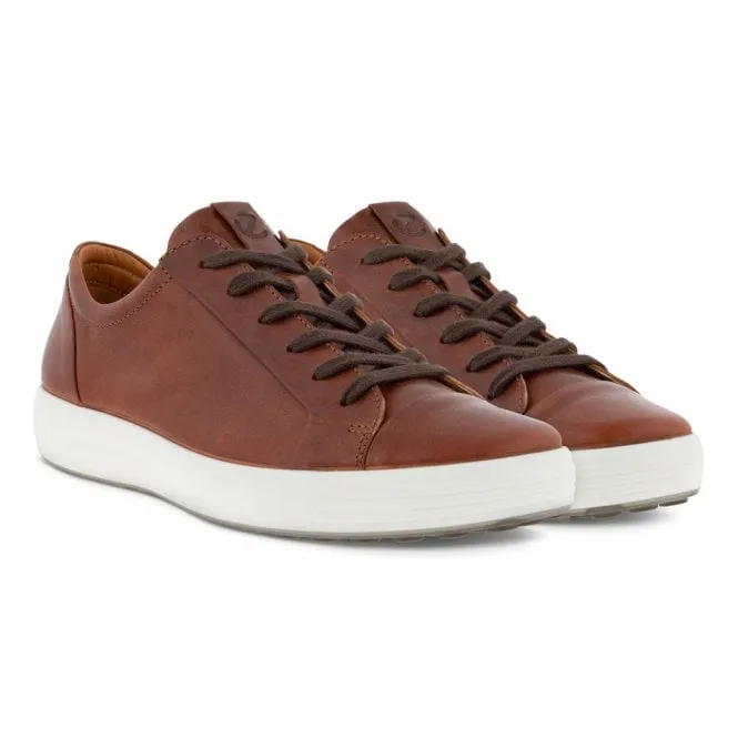 Ecco  Mens Soft 7 M Cognac Lace-Up Trainers 470364-02053