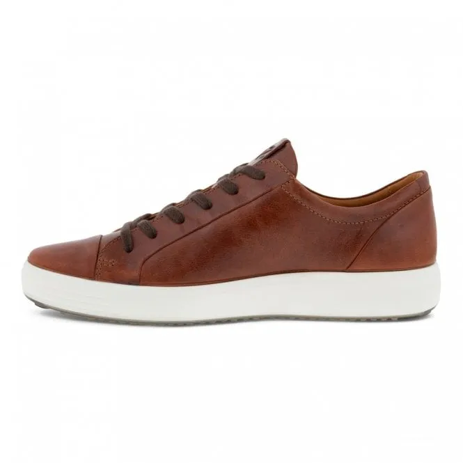 Ecco  Mens Soft 7 M Cognac Lace-Up Trainers 470364-02053