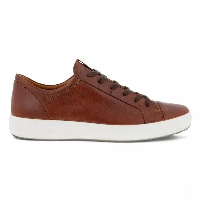 Ecco  Mens Soft 7 M Cognac Lace-Up Trainers 470364-02053