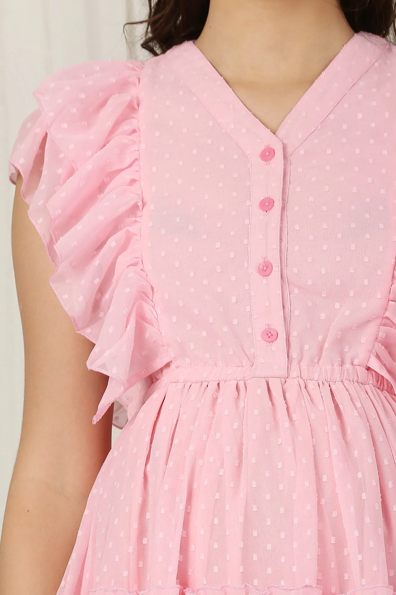 Enduring Baby Pink Maternity & Nursing Flowy Dress