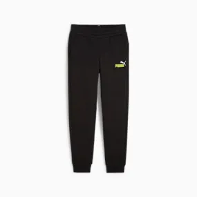 Essentials+ Two-Tone Logo Pants Youth | PUMA Black-Lime Sheen | PUMA Sustainable Fashion | PUMA 