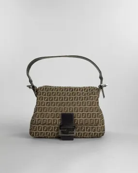 Fendi Zucchino Canvas Mom Baguette Shoulder Bag