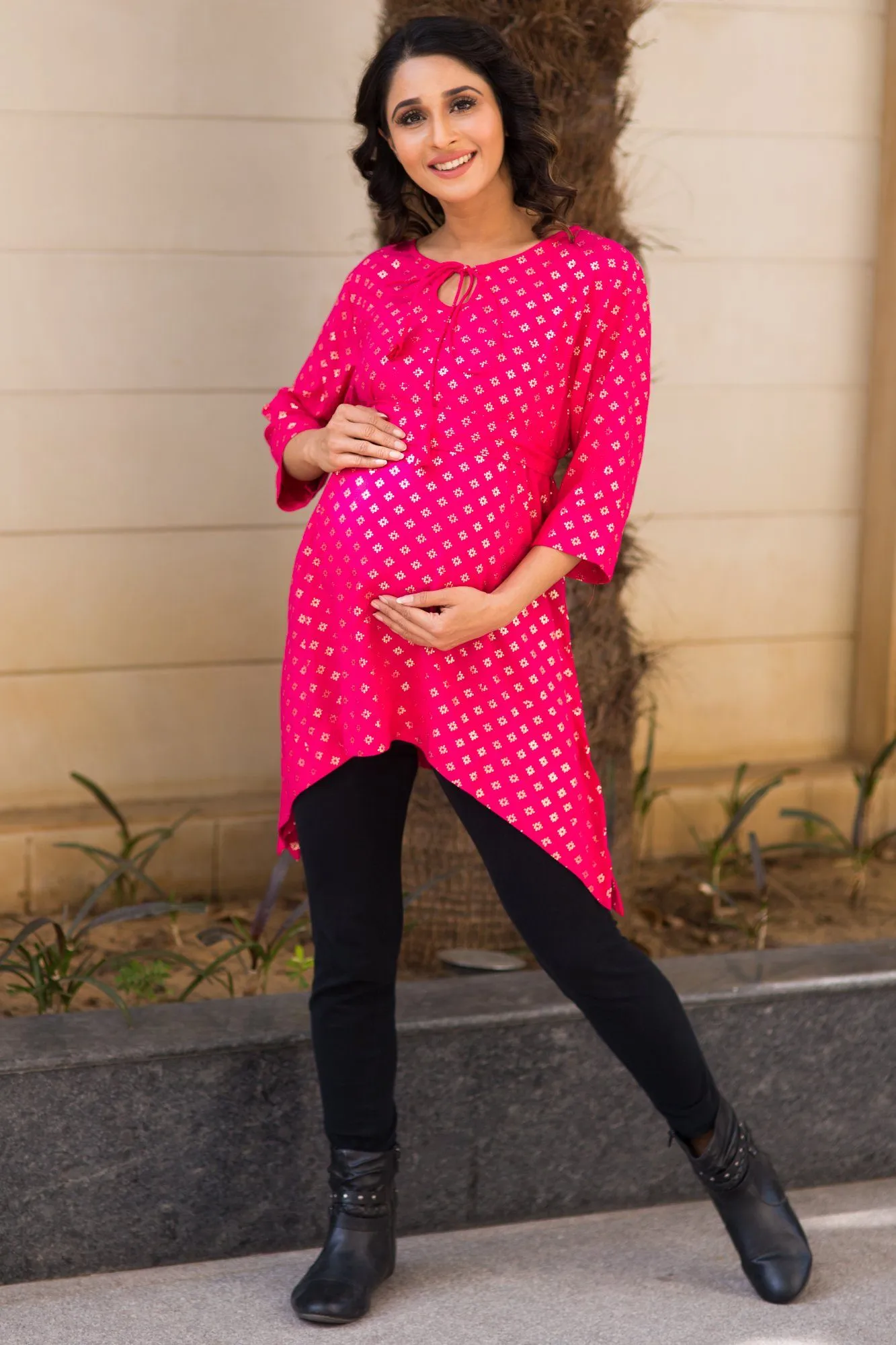 Festive Pink Maternity Top