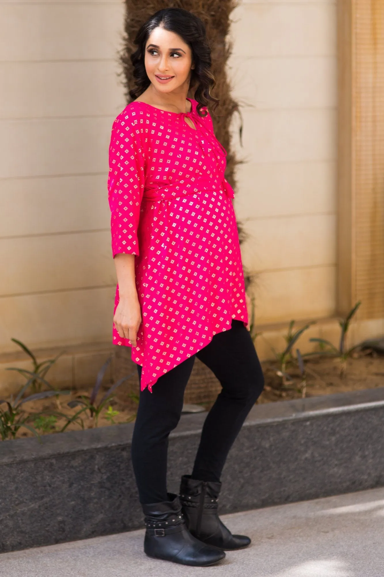 Festive Pink Maternity Top