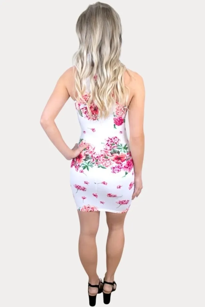 Floral Mini Maternity Dress in White