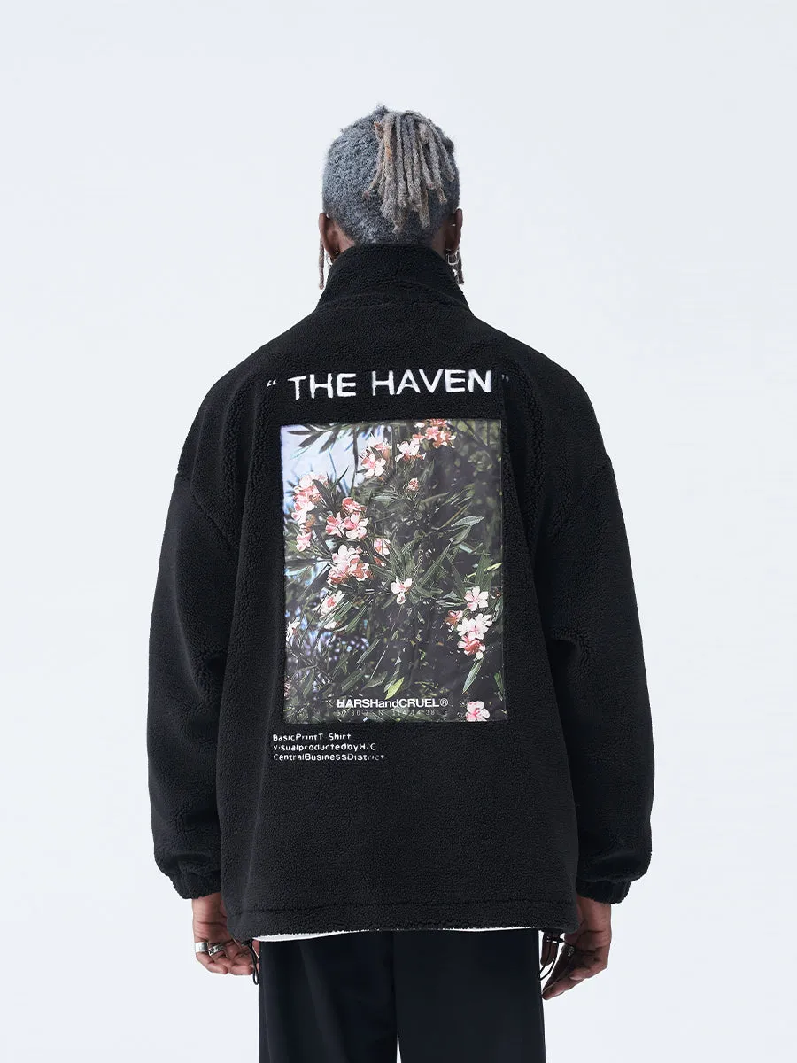 Flowers Photo Sherpa Jacket