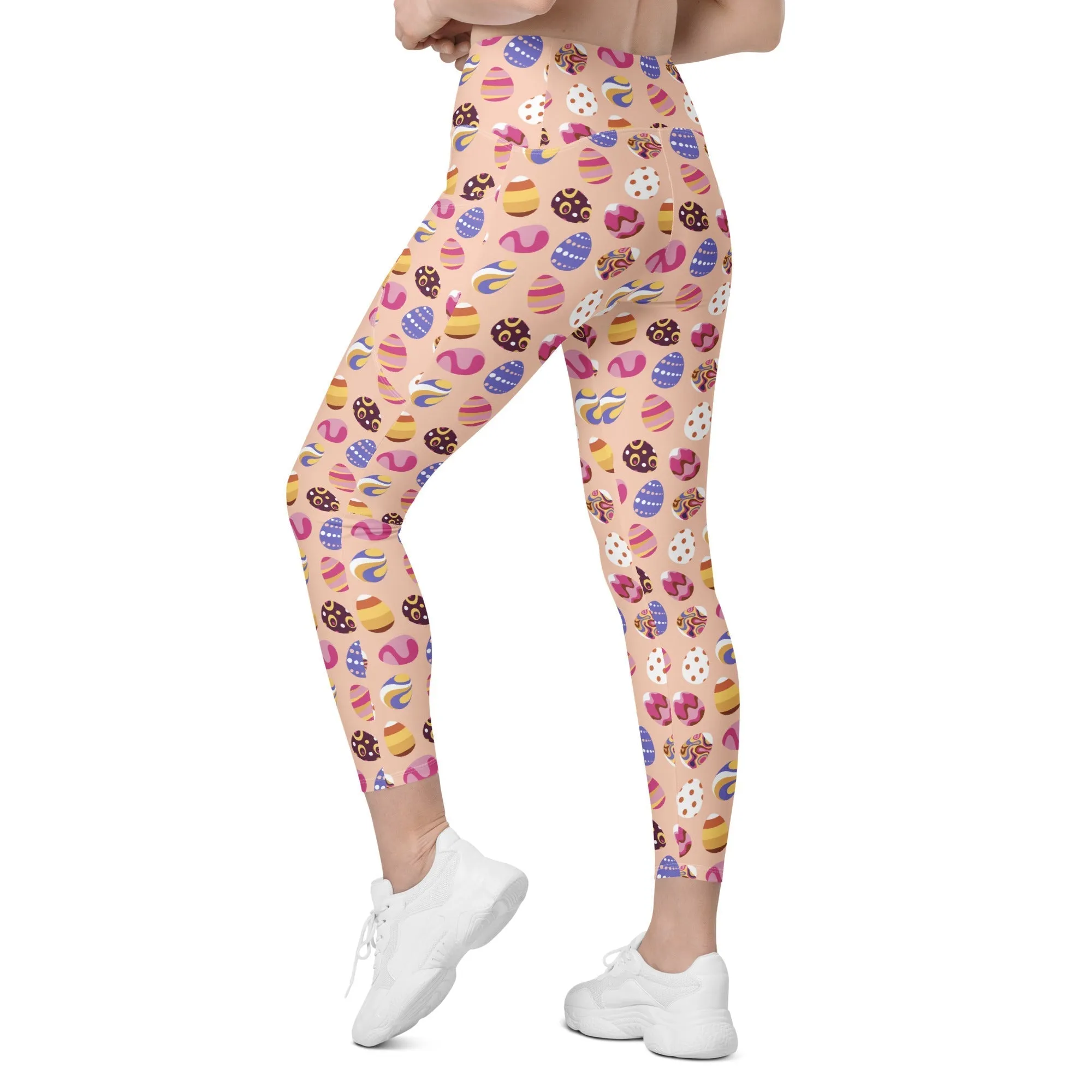 Fun Easter Eggs Pattern Leggings With Pockets