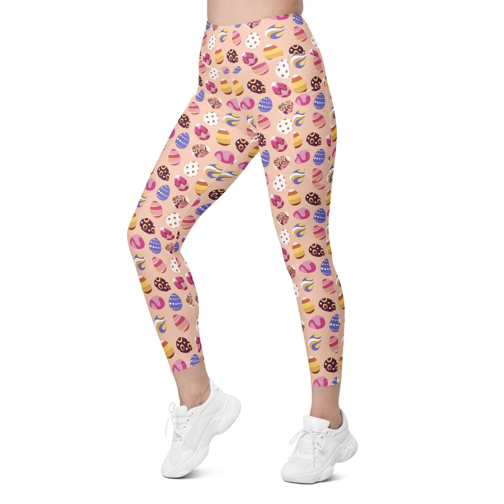 Fun Easter Eggs Pattern Leggings With Pockets